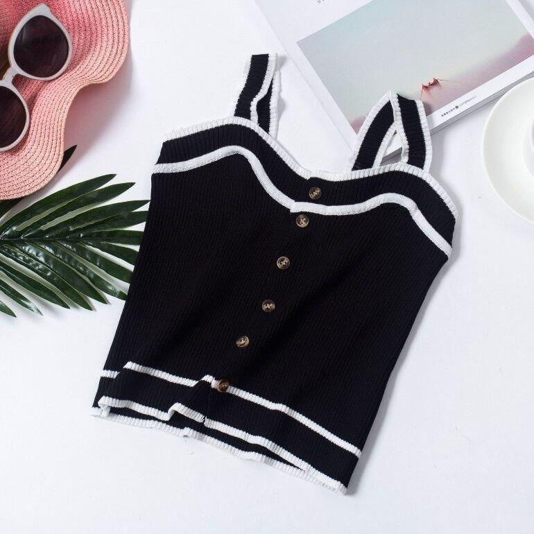 women cute tops with buttons tops knit patchwork women crop