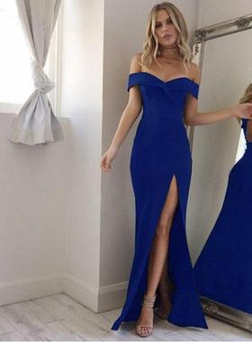 ress party prom length full waist high hem split sleeveless