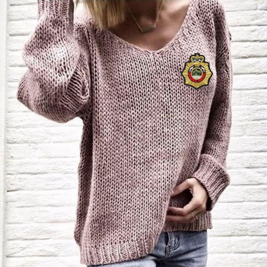 Women's sweater women's knitted moderate urban casual V-neck