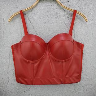sexy solid chest womens color vest wrap Leather