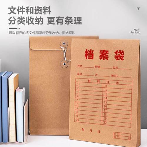 档案袋牛皮纸文件袋透明a4纸质加厚办公招投标人事资料袋收纳袋