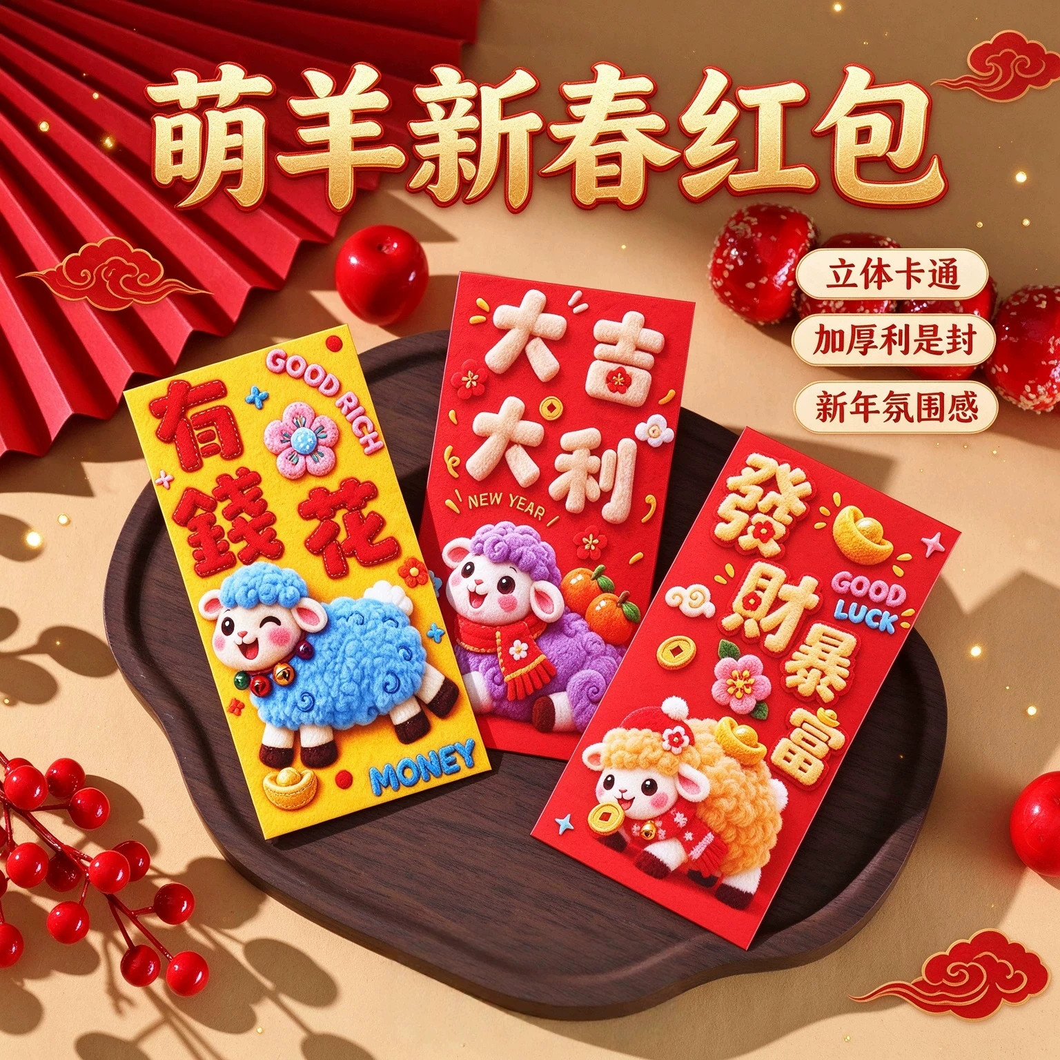 2027羊年创意利是封通用红包个性婚庆用品喜庆春节千元压岁红包袋