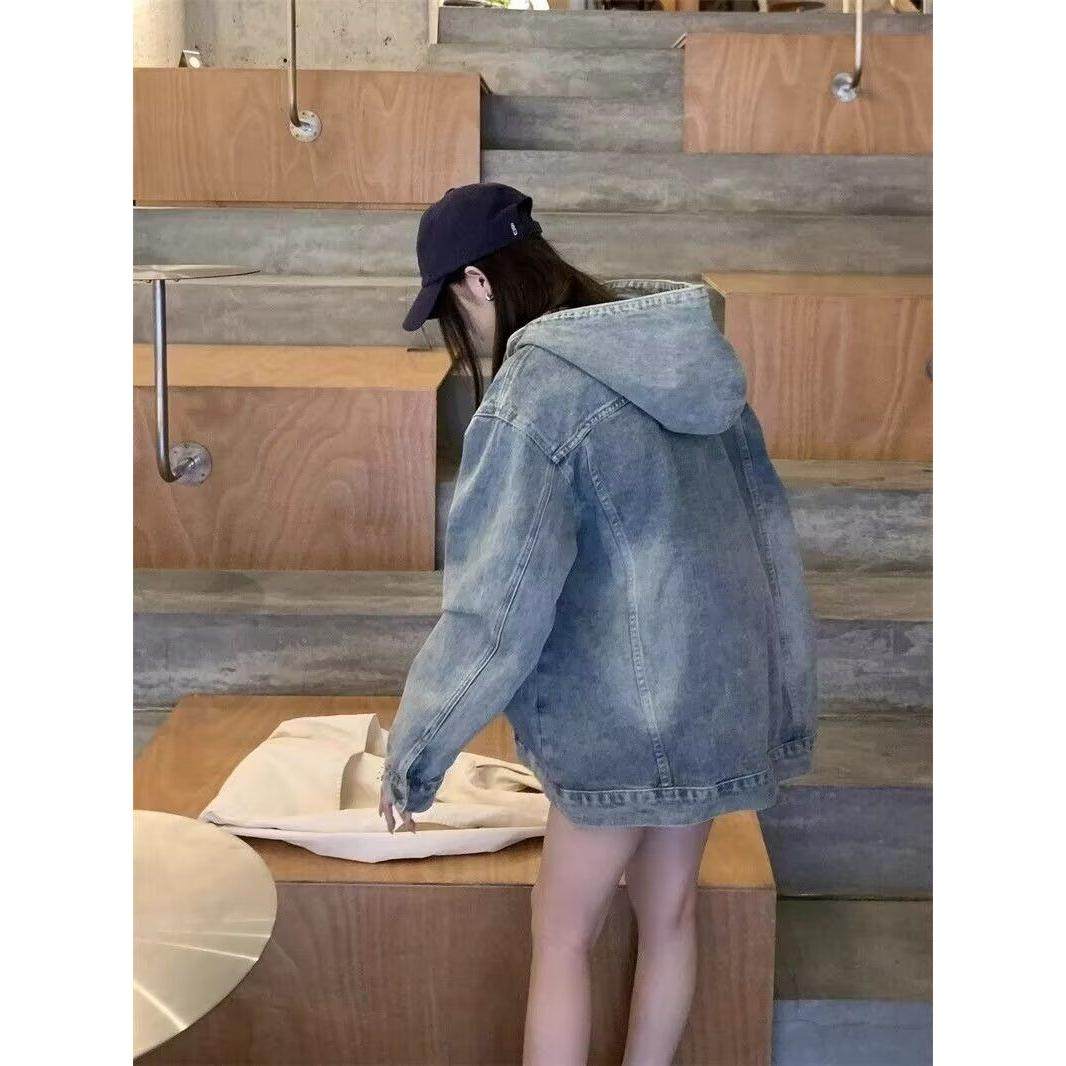 大码女装秋季新款街头水洗抽绳连帽牛仔外套休闲宽松夹克胖mm,女装/女士精品,常规大码外套,淘宝优惠券,粉丝福利购,淘宝优惠卷