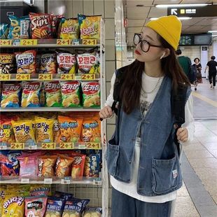 背心马夹外套男马甲2025新款 牛仔马甲宽松情侣装 宽松版 秋装