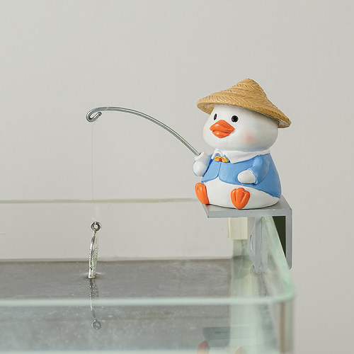 造景鱼缸可爱小猫钓鱼摆件创意造景微景观装饰假山流水鱼池治愈系