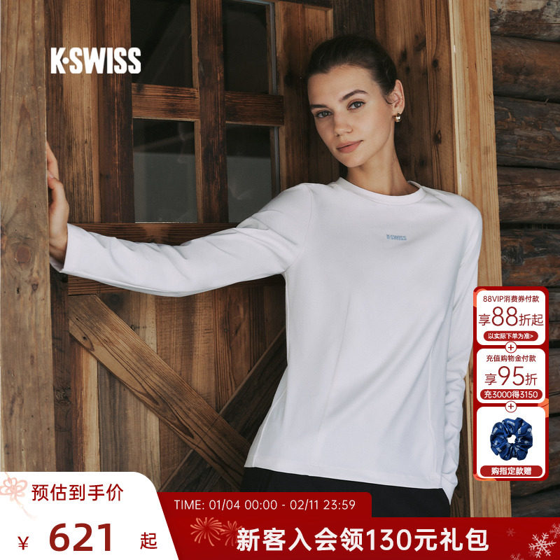 KSWISS盖世威T恤女 25冬季新款经典舒适百搭运动休闲长袖1912167,运动服/休闲服装,运动T恤,淘宝优惠券,粉丝福利购,淘宝优惠卷