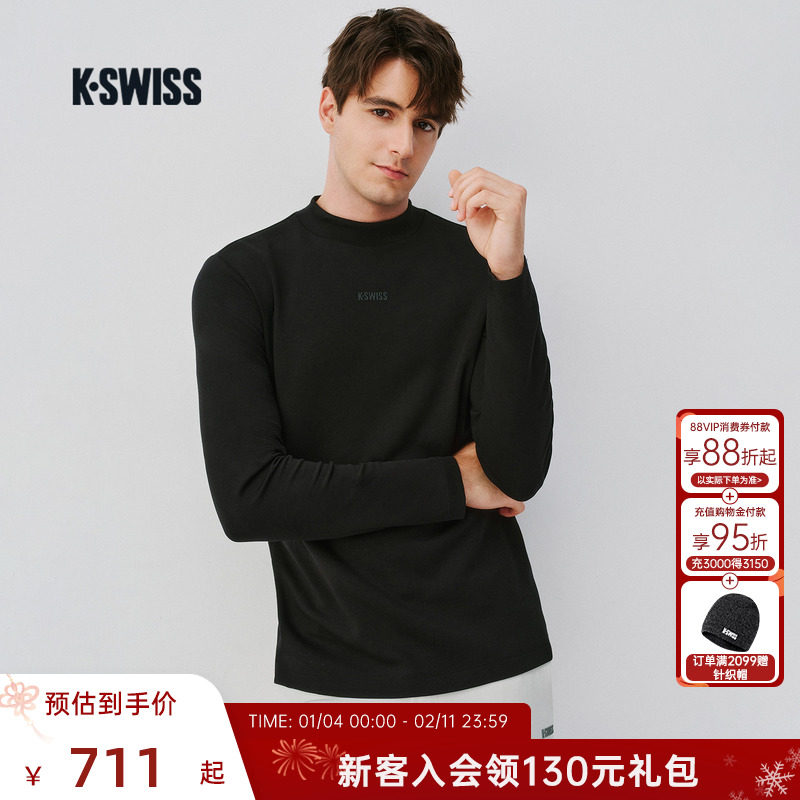 KSWISS盖世威T恤男 25冬季新款舒适百搭经典休闲长袖上衣1012076,运动服/休闲服装,运动T恤,淘宝优惠券,粉丝福利购,淘宝优惠卷