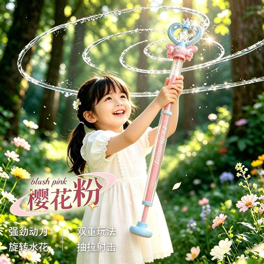 巴拉拉小魔仙水枪仙女魔法水枪戏水抽拉式玩具魔法仙女棒打水仗
