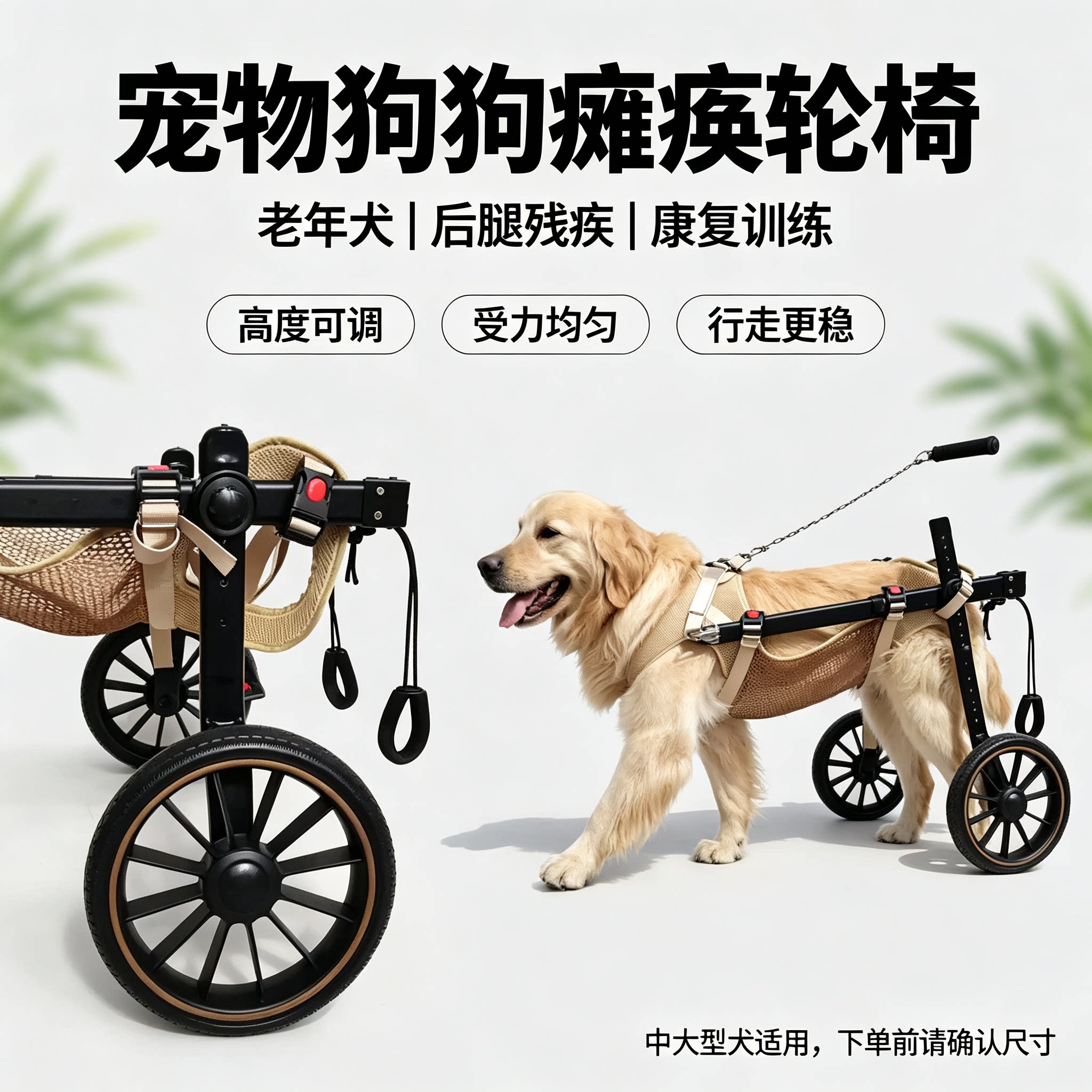 宠物狗狗瘫痪轮椅 老年中大型犬后腿助行器金毛残疾康复代步车