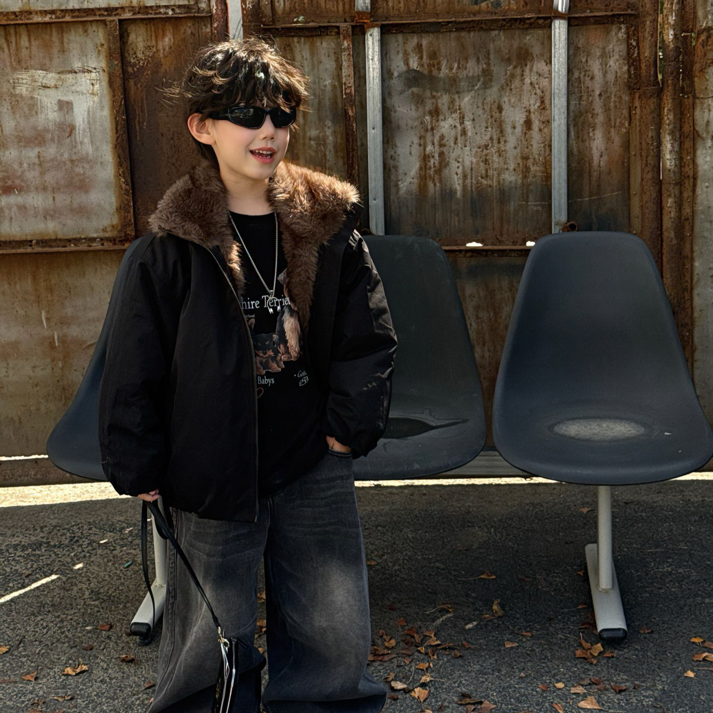 儿童美式加绒派克服男童保暖棉衣