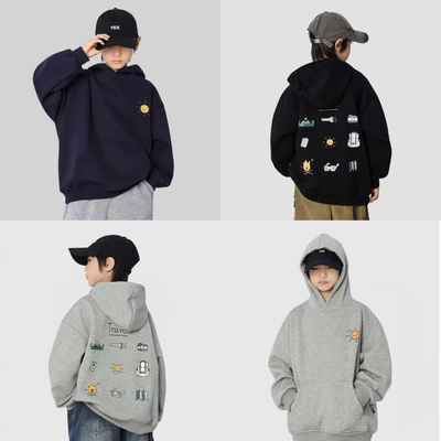 男童加绒卫衣儿童时髦连帽上衣潮