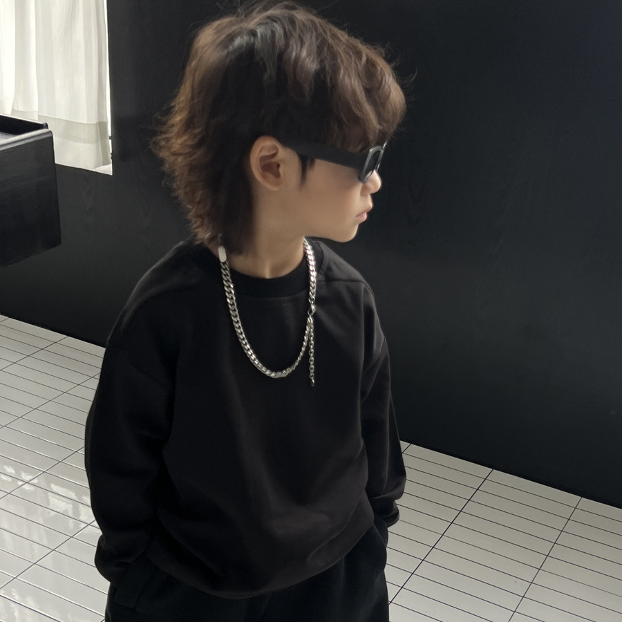 男童冬季上衣两色加厚打底衫纯色男孩秋冬款长袖t百搭保暖宽松T恤