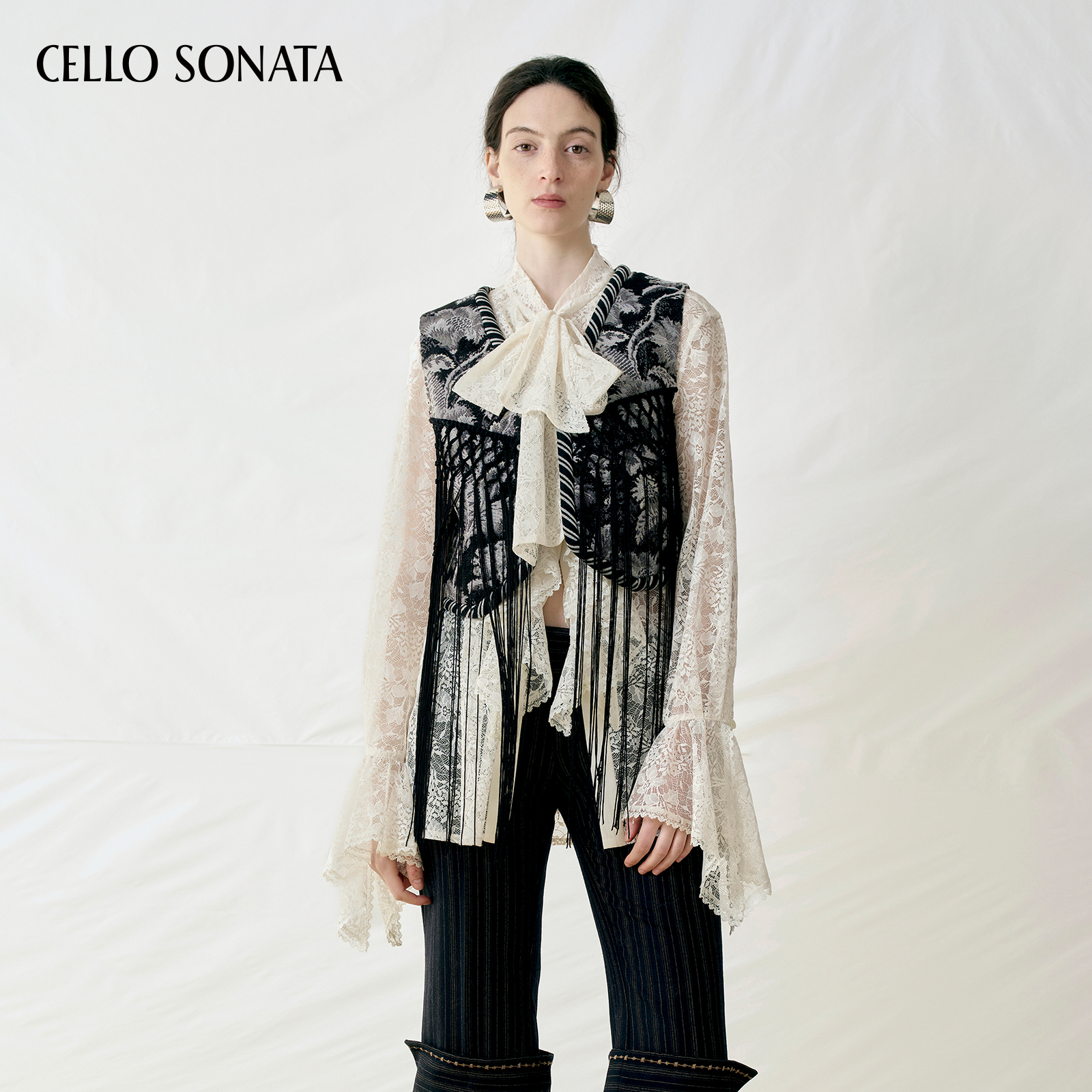 【新款】Cello Sonata 25秋 设计感小众提花流苏撞色边缘女士马甲