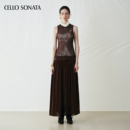 25秋 Sonata Cello 圆领收腰耳廓狐假低腰针织连衣裙长裙 新款