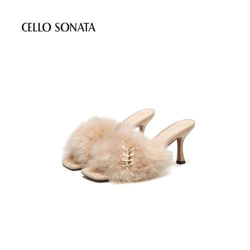 cellosonata皮草高跟鞋