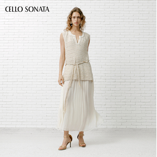 连衣裙 针织拼纱低领圆领无袖 Cello Sonata夏日胶囊系列