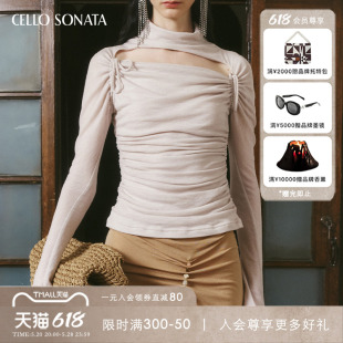 Cello 抽皱挖空堆堆领针织羊毛上衣 AW23秋冬新品 Sonata