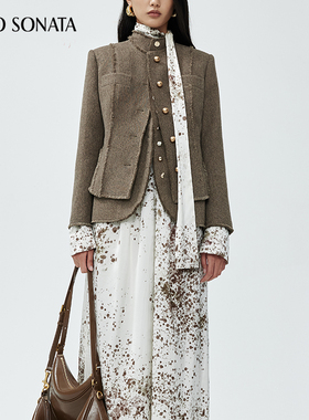 Cello Sonata秋冬新款 拉毛收腰小香风外套通勤时尚短款夹克女