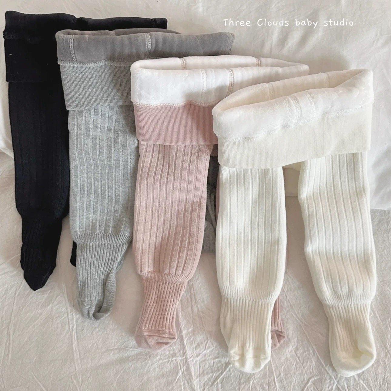 女宝宝打底裤秋冬款加绒保暖一体绒韩版纯色婴幼儿连脚打底裤袜