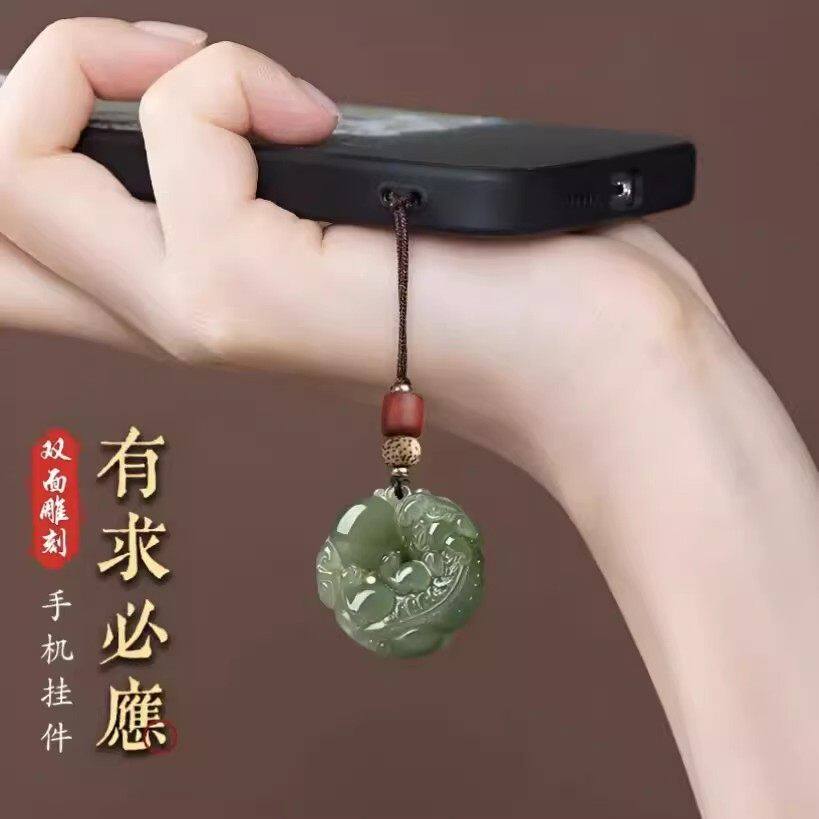 有求必应双面貔貅古风手机链挂绳吊坠包包挂饰钥匙挂件手工情侣款