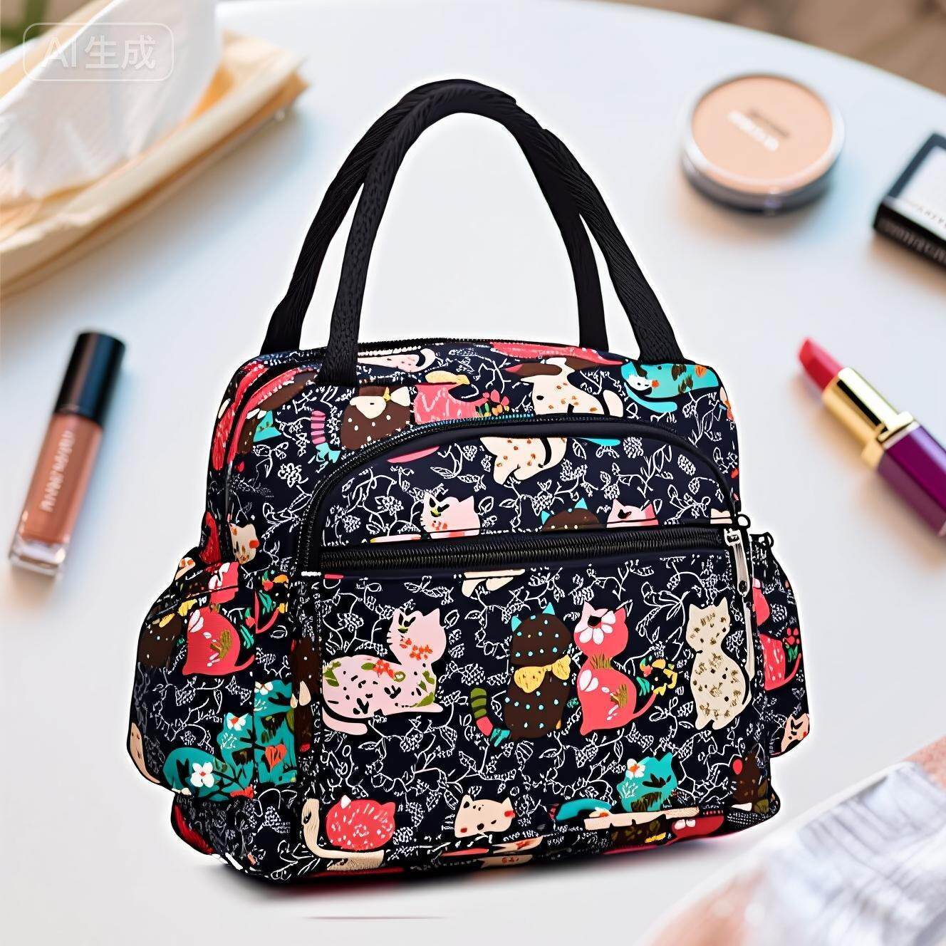 手提包新款时尚妈咪包上班逛街多层拉链口袋包送妈妈婆婆买菜布包