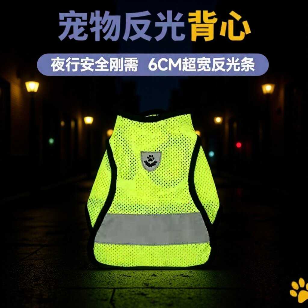宠物两脚衣透气网眼小型犬荧光反光背心猫猫狗狗衣服安全夜跑遛狗