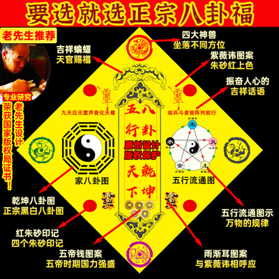 海神五行八卦门福字贴挂件福正品厨房门对门厕所卧室入户大门贴画