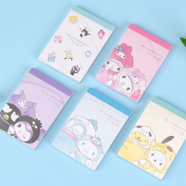 新款sanrio互换角色头套便签6款可爱三丽鸥彩页记事本学生书写高颜值
