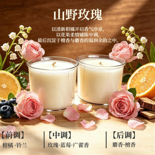 持棠 天马瑞香花钿金竹LED香薰杯蜡替换芯 山野玫瑰