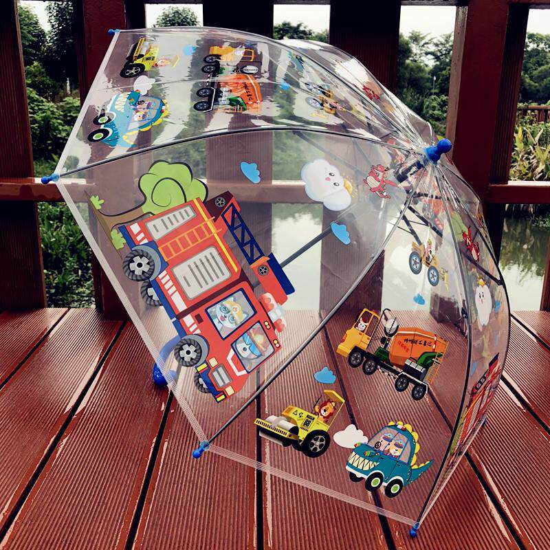 新品消防车工程队透明儿童雨伞幼儿园创意可爱卡通宝宝学生男孩伞