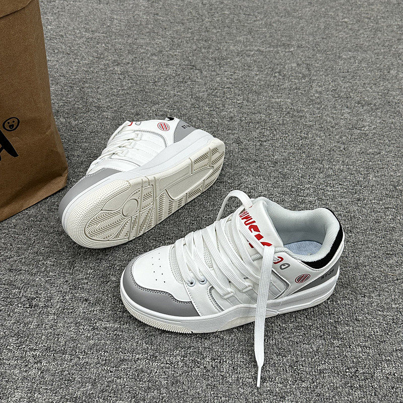 浅灰白拼色厚底百搭小白鞋ins2025冬新款港风原创休闲运动面包鞋,女鞋,休闲板鞋,淘宝优惠券,粉丝福利购,淘宝优惠卷