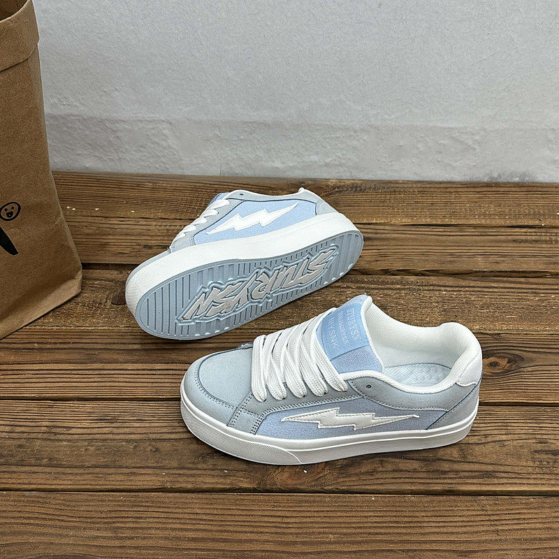 2026春季新款海盐蓝厚底闪电面包鞋ins潮韩版百搭小众原创滑板鞋,女鞋,休闲板鞋,淘宝优惠券,粉丝福利购,淘宝优惠卷