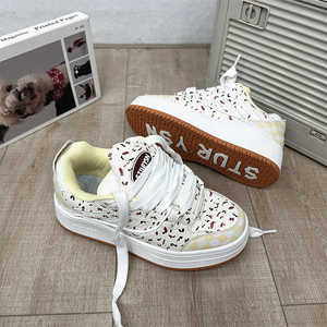 厚底新款小众设计面包鞋女ins潮百搭学生运动休闲字母增高滑板鞋