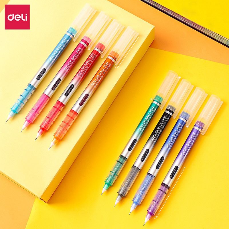 得力彩色直液式走珠笔重点标记笔