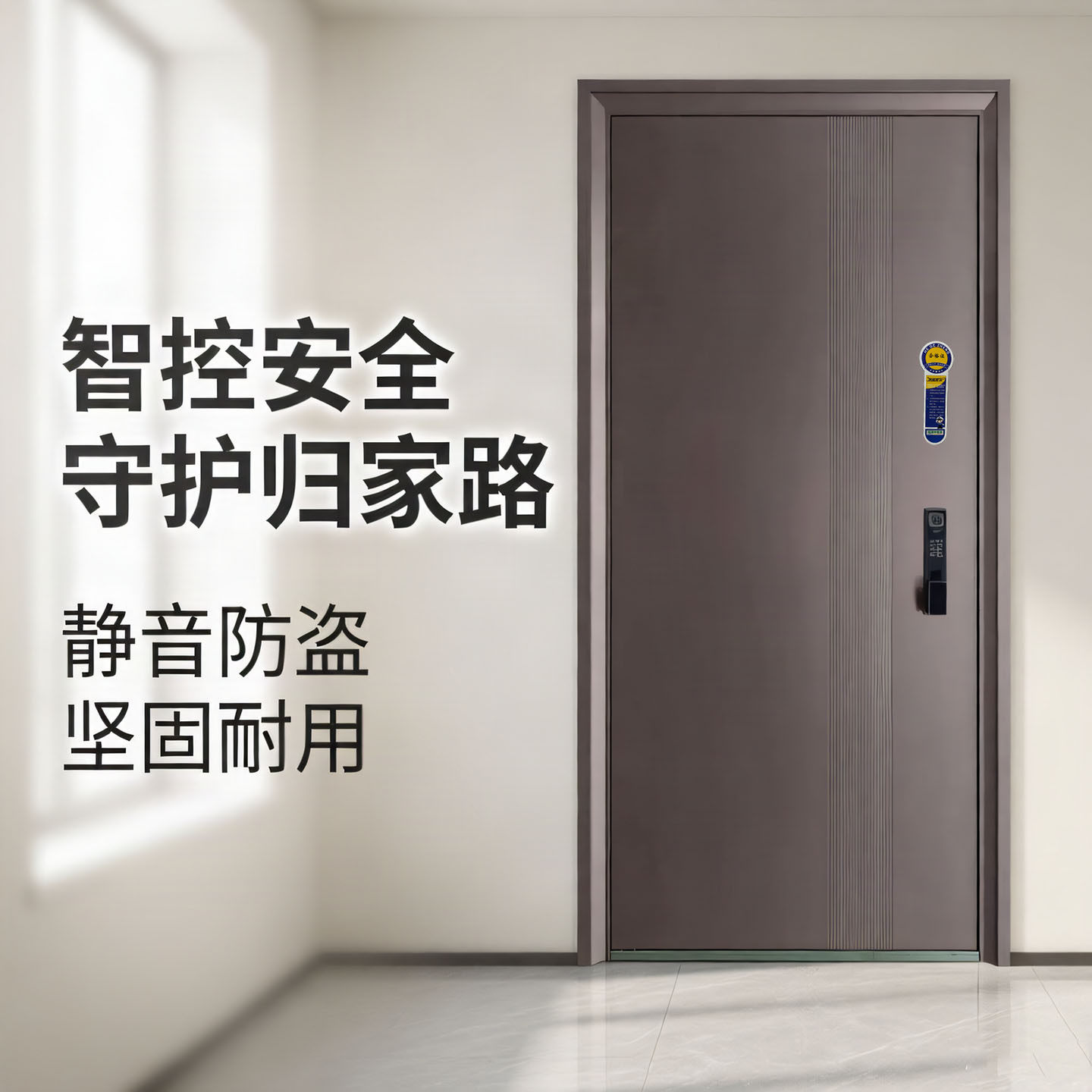 咖色防盗门新4级钢制家用入户门加厚智能发泡填充进户门子母门