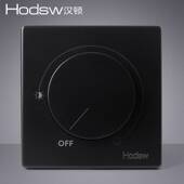 汉顿调光开关黑色LED灯调光器2000W可控硅超大功率无级旋钮86型暗