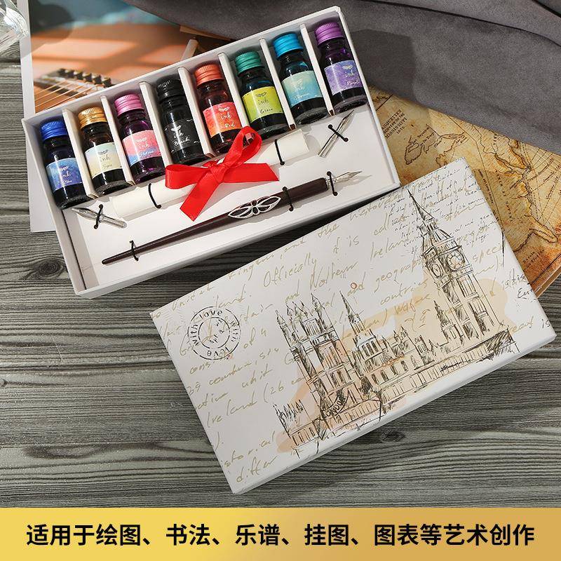 蘸线水笔彩色墨水笔杆套装美厂家现货术礼漫画勾笔学生品钢笔