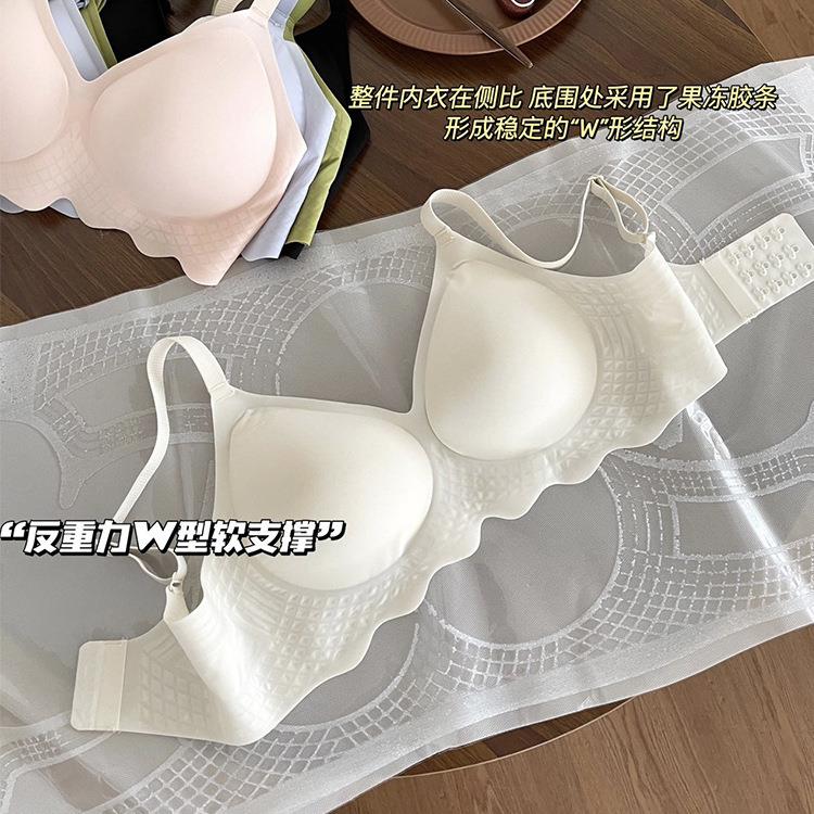 文淘奶新款超薄无痕内衣女日系简约小聚拢透HOJ气胸果冻派条无钢