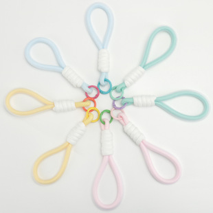 新款马卡龙色短款编织网手绳挂件水杯挂带包包挂饰简约手机挂件