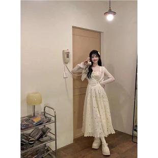 开衫 夏季 短袖 甜美初恋温柔风显瘦小众设计感连衣裙女装 两件套 新款
