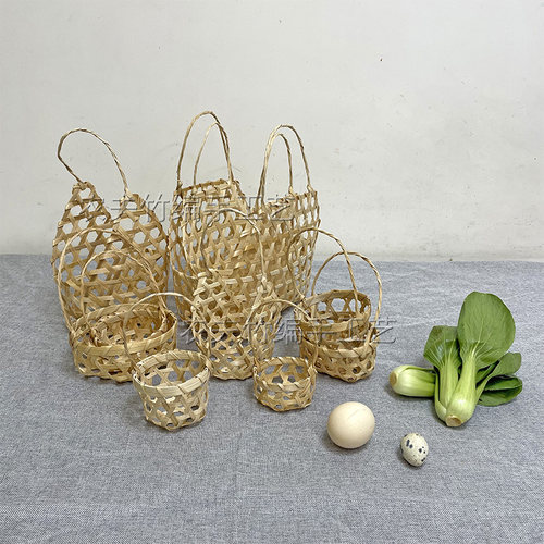 带耳竹编篮筐纯手工编织礼盒