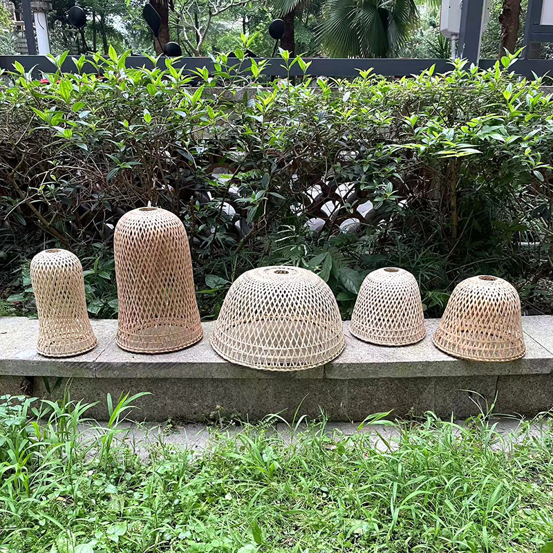 农夫竹编手工编织吊灯罩发亮