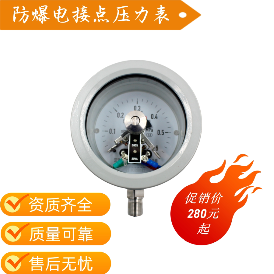 表盘100MM径向带边耐震 防爆电接点压力表 电气设备ExdIIBT6/CT6