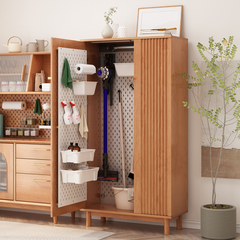 实木芝加哥家政柜储物柜杂物柜日用收纳柜置物柜日式洞洞板保洁柜