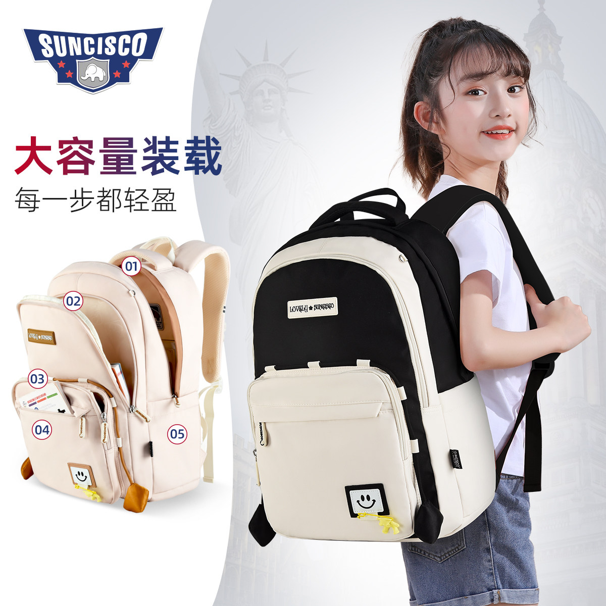 女生书包女孩轻便减负大容量高颜值小众ins双肩包,玩具/童车/益智/积木/模型,书包,淘宝优惠券,粉丝福利购,淘宝优惠卷