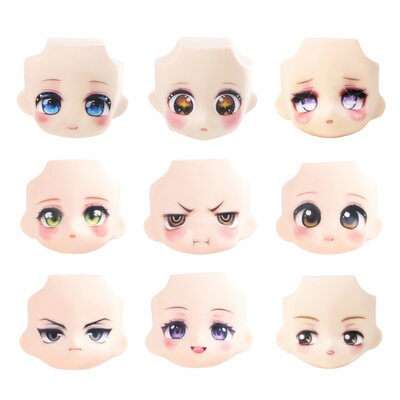 新款 ob11脸壳 水贴带妆娃脸壳 小尖脸 gsc粘土人替换脸粘土可拆