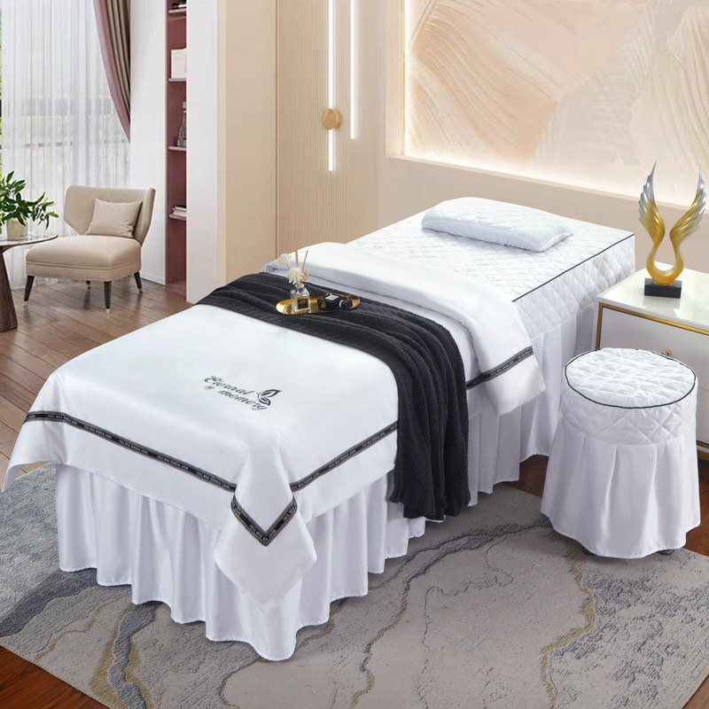 新款美容床罩四件套简约欧式按摩理疗洗头美容院真丝棉床套可定制