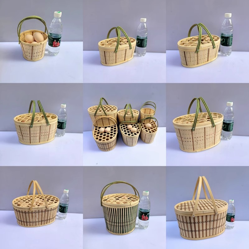 竹编制品鸡蛋篮子手提专用有盖