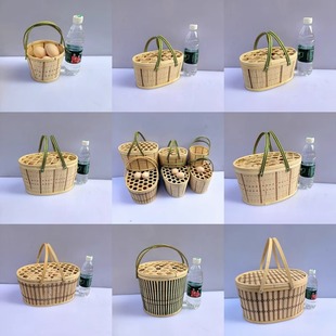 竹编制品鸡蛋篮子手提专用有盖网红采摘筐土鸡蛋水果篮子礼盒包装