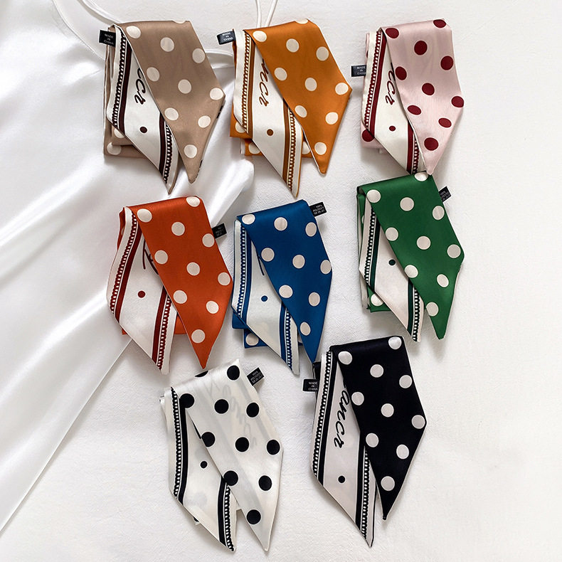 斜角小丝巾装饰春秋百搭韩国细窄领巾飘带丝带韩版薄款围巾女头巾